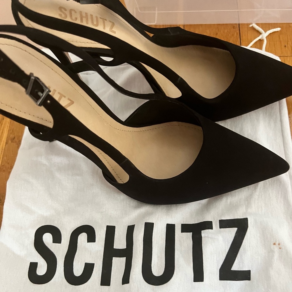 SCHUTZ high heel sling back stiletto black shoes!